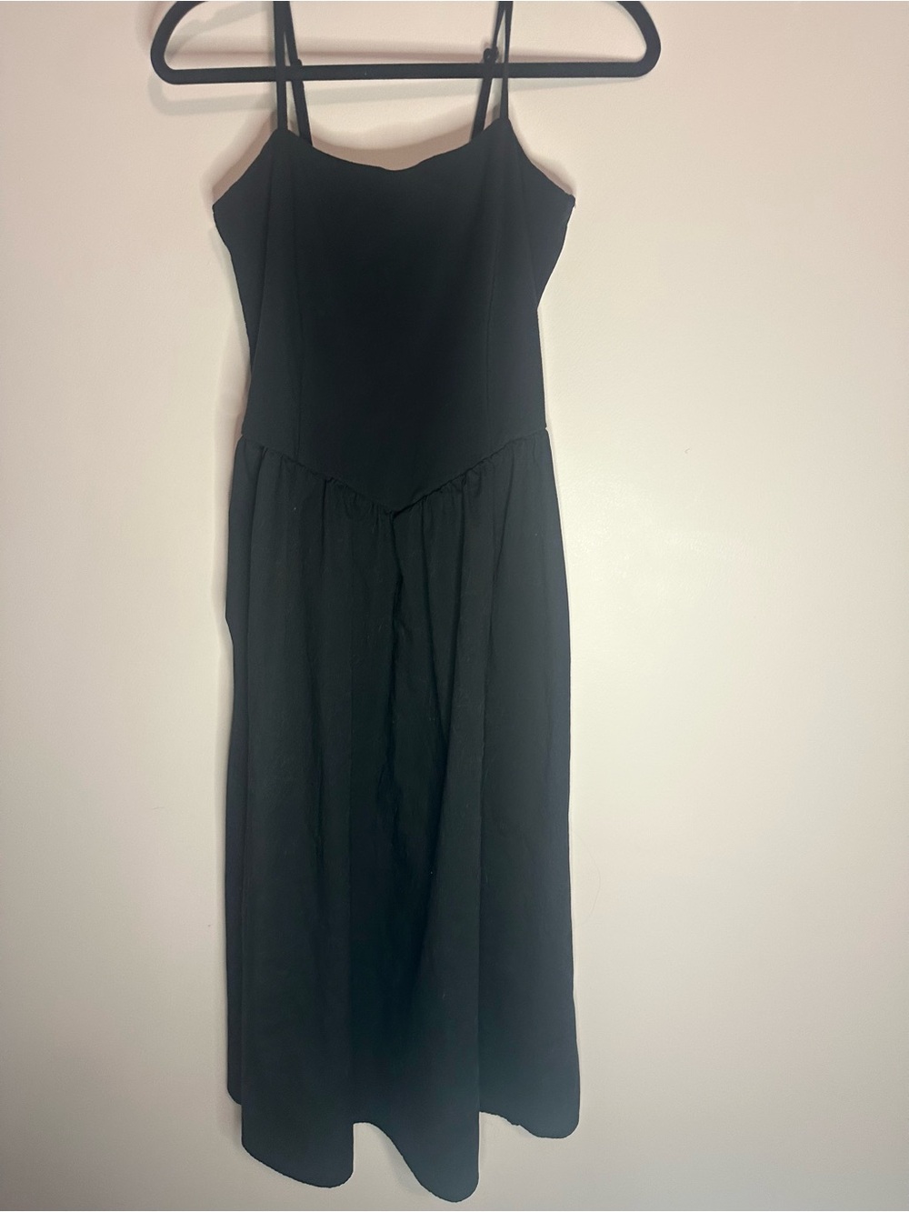 Classic Black Spaghetti Strap Midi Dress